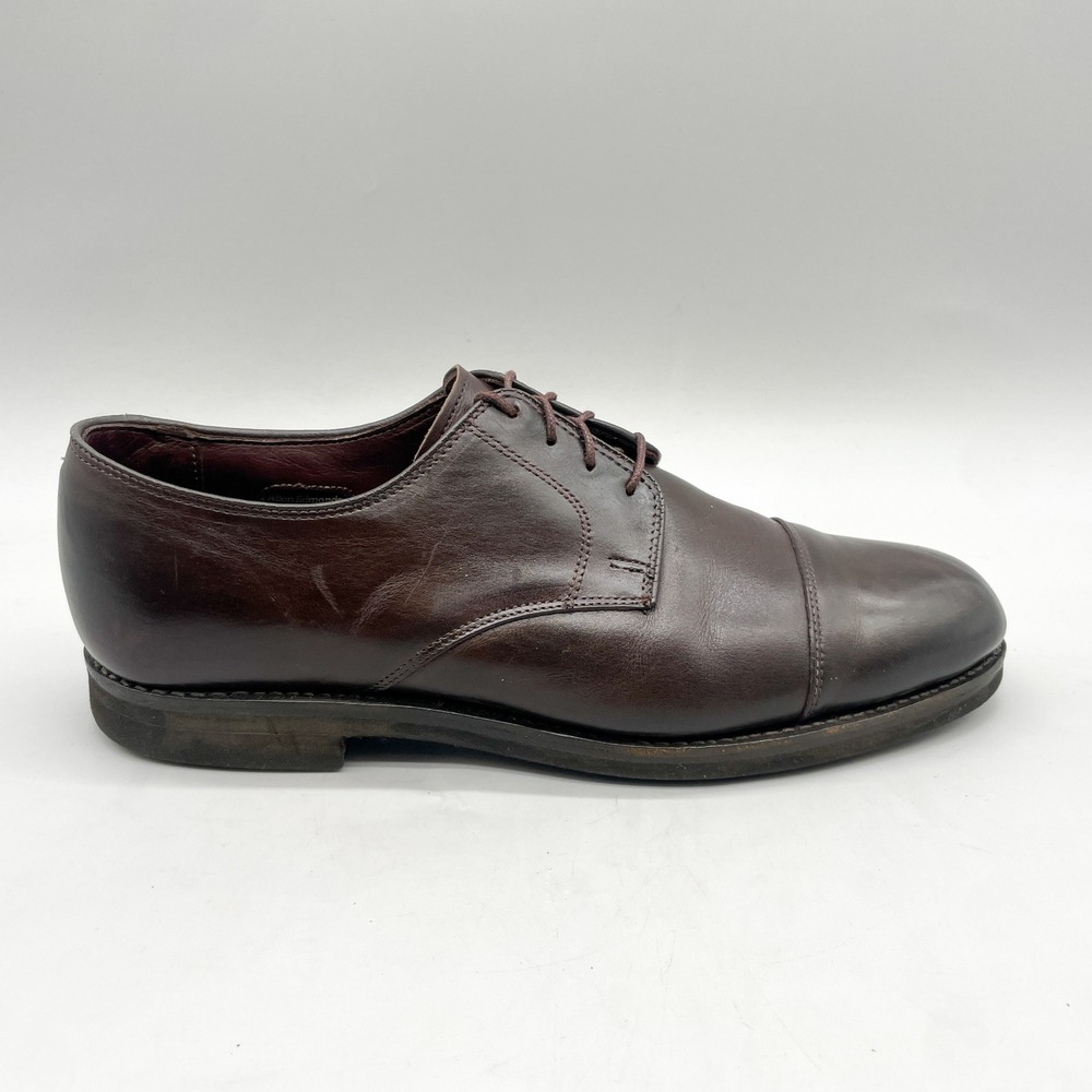 Allen Edmonds Mens 11.5 D Road Warriors Cap Toe Derby Shoes Brown Leather Preppy